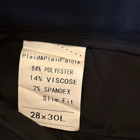 Plaid & Plain Slim Fit Stretch Black Flat Front Dress Pants Men’s 28 x 30 - Picture 6 of 7